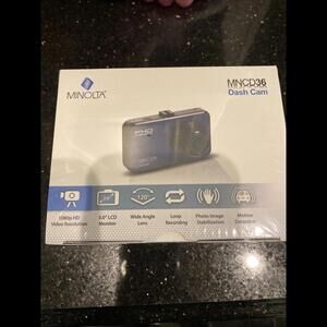 🌼Minolta 1080p HD Dash Cam w/ 3" LCD Screen  16GB Memory Card, Black #MNCD36-BK
